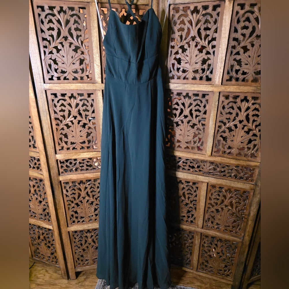 Lulu's Dark Green Speghetti Strap Dress
